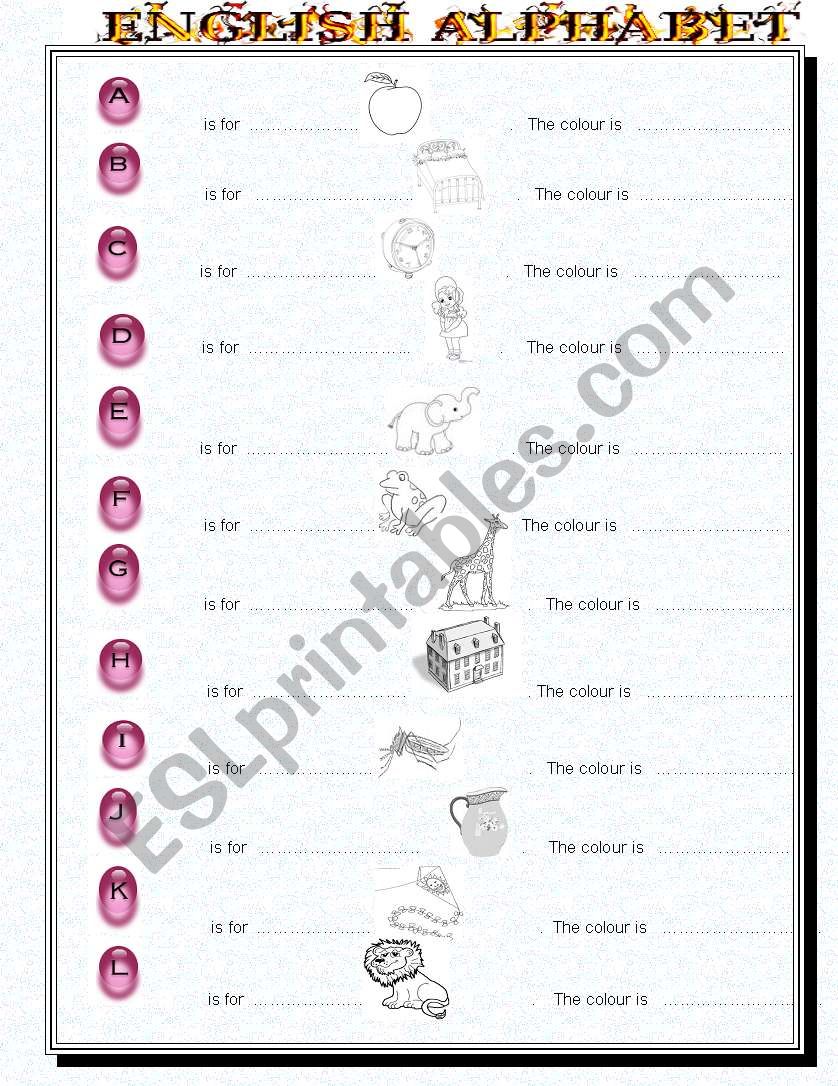 English alphabet worksheet