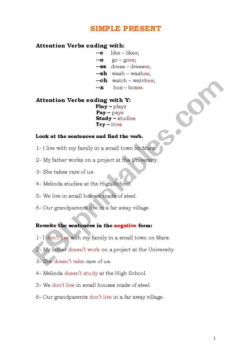 simple present worksheet