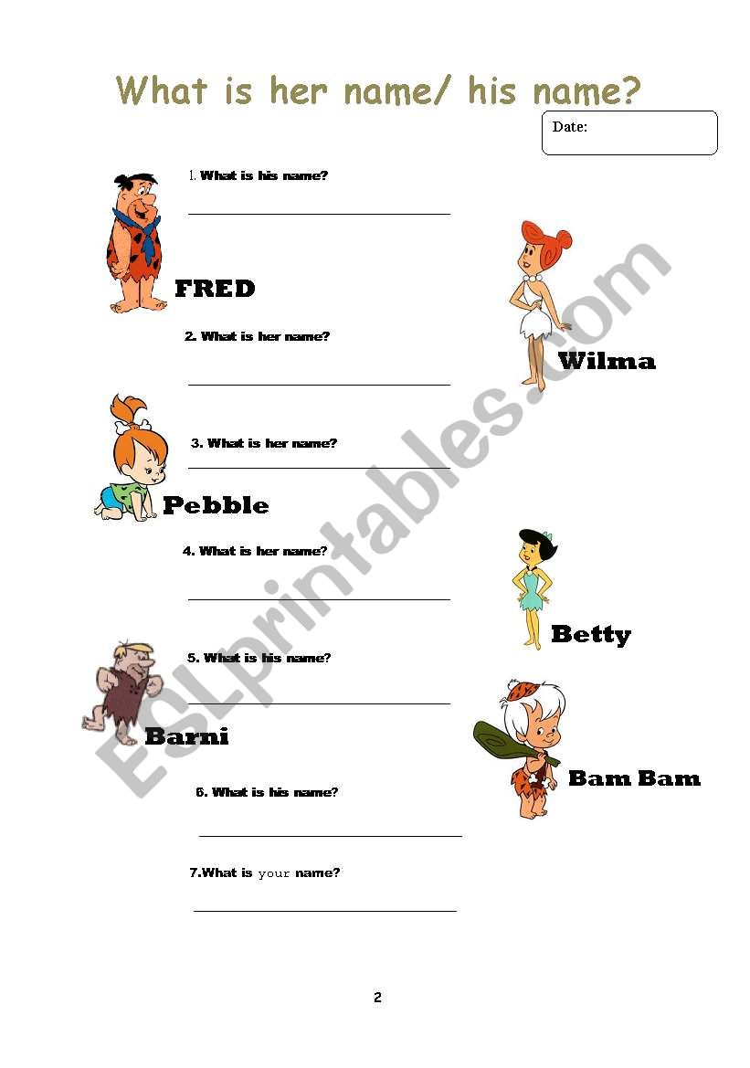 her his name worksheet