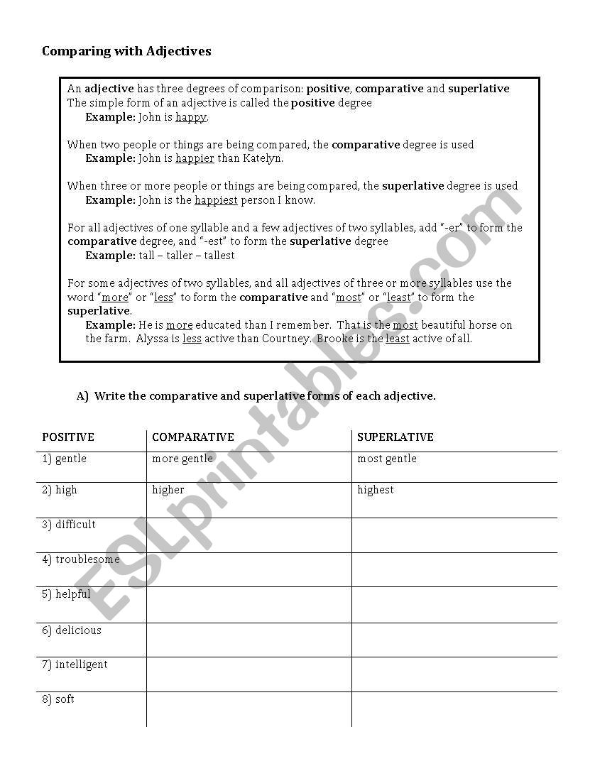 Comparing with Adjectives worksheet