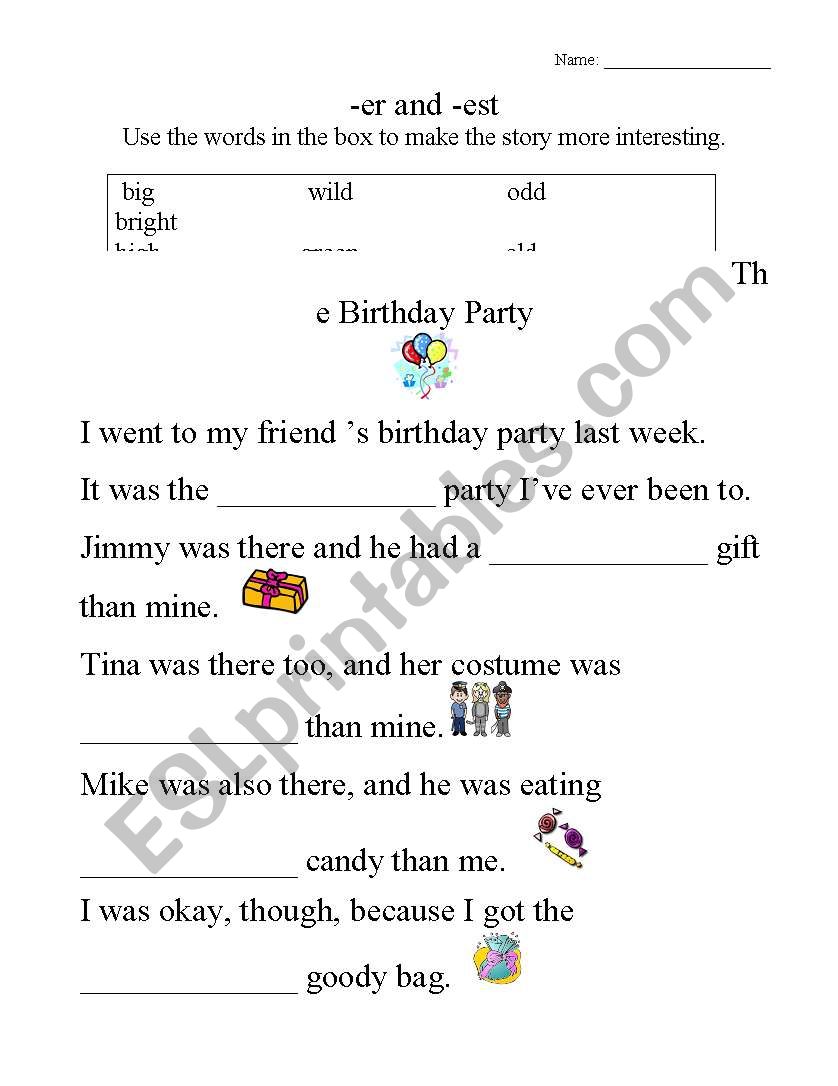 Int.-Adv. Comparative/Superative Fill in the Blank Worksheet