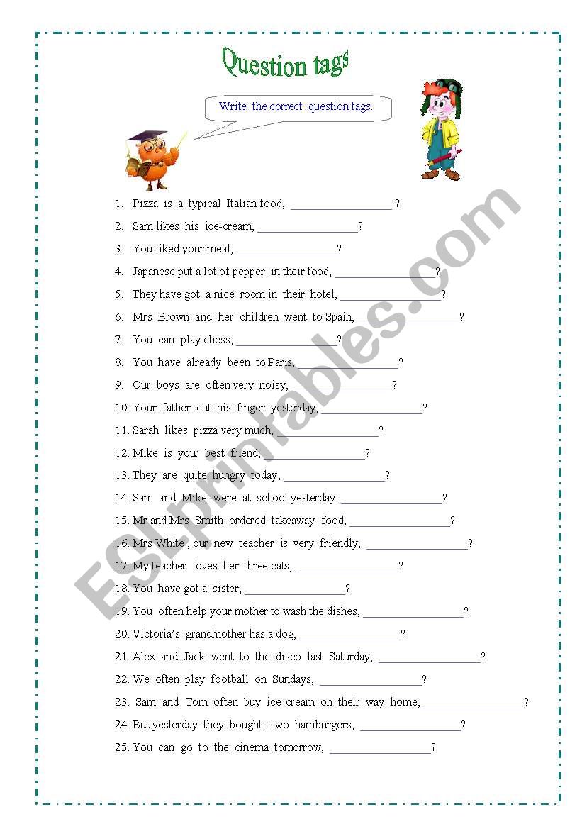 Question tags worksheet