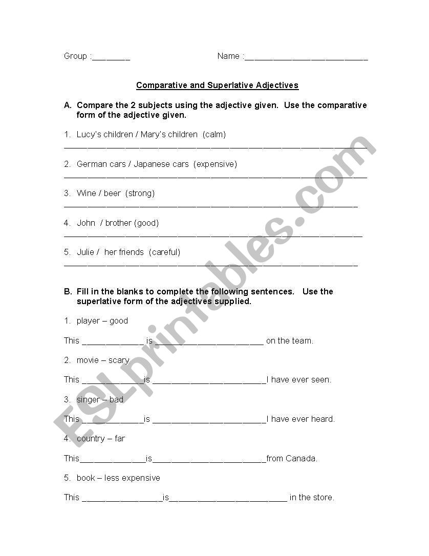 Comparative and superlative adjectives 