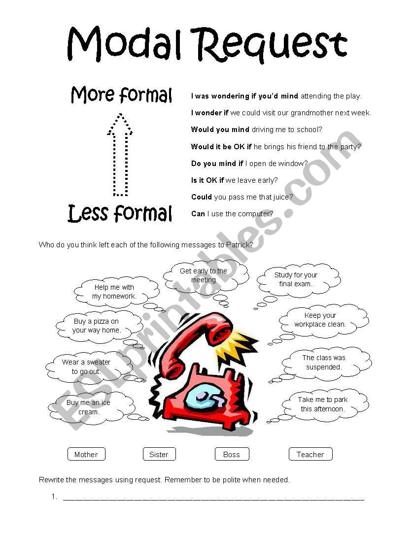 Modal request  2 pages worksheet