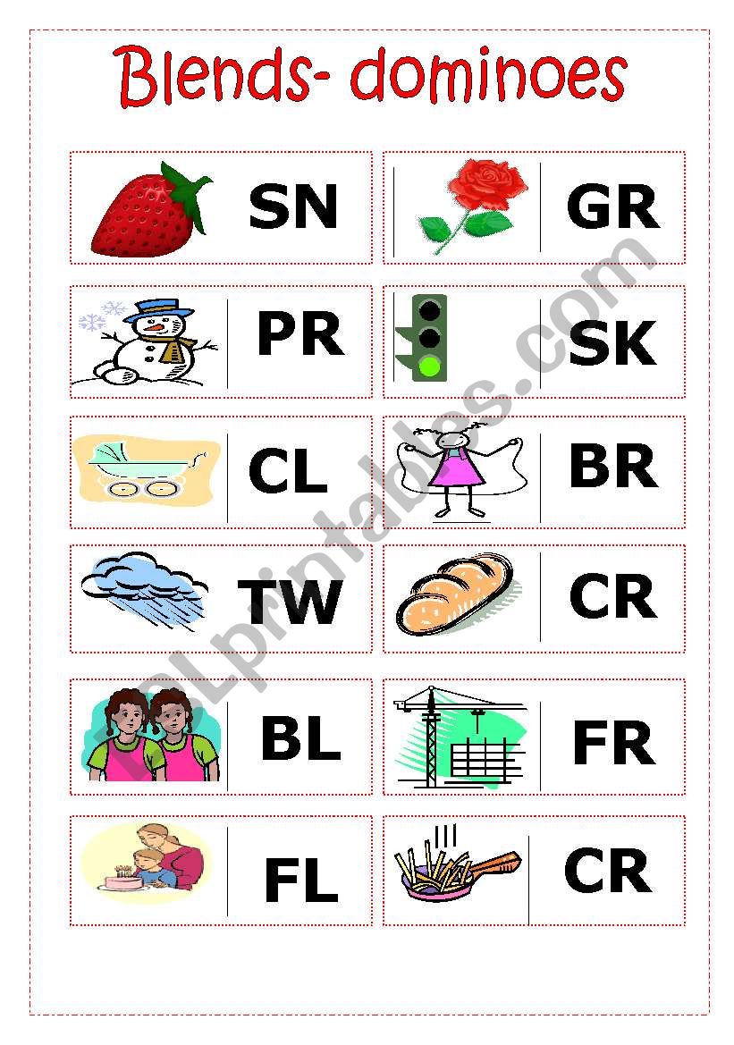 Blends- dominoes worksheet