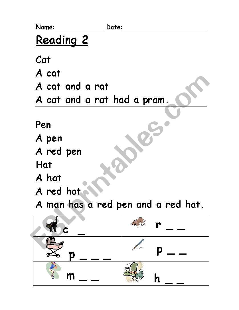 Phonics reading 2 worksheet