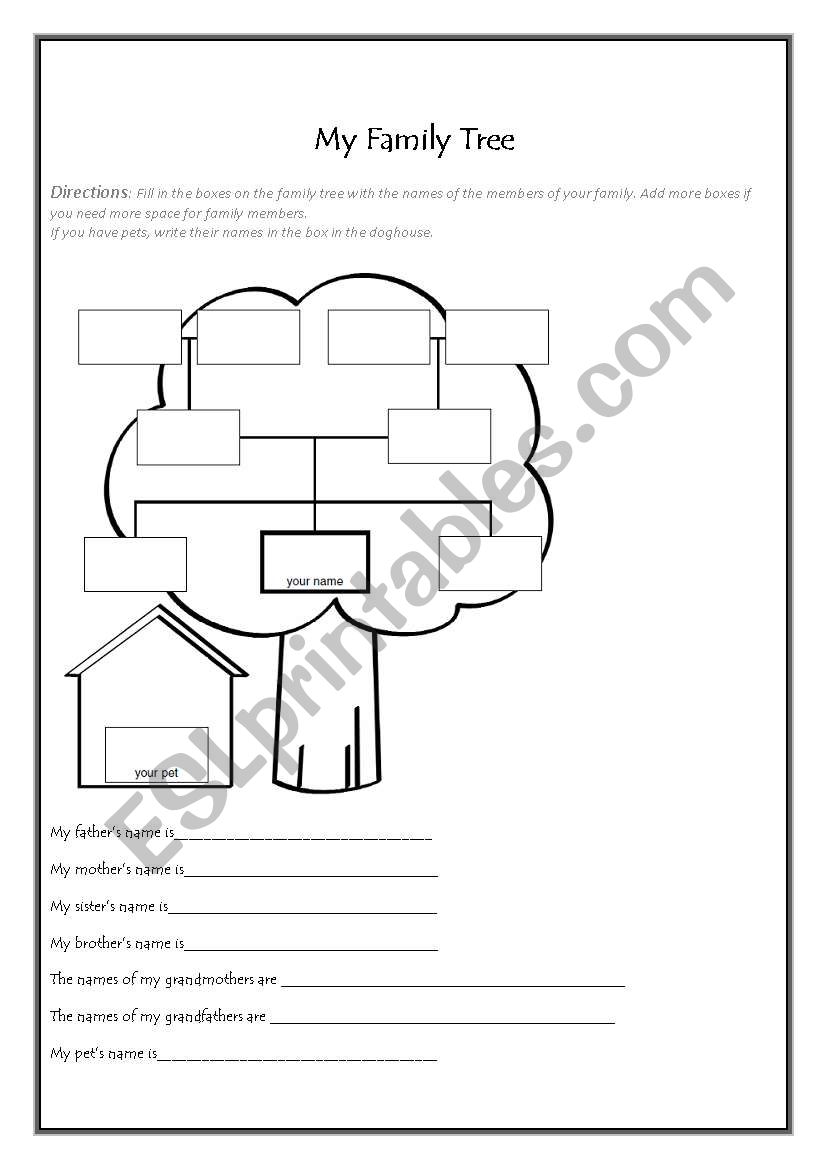 My Family Tree worksheet