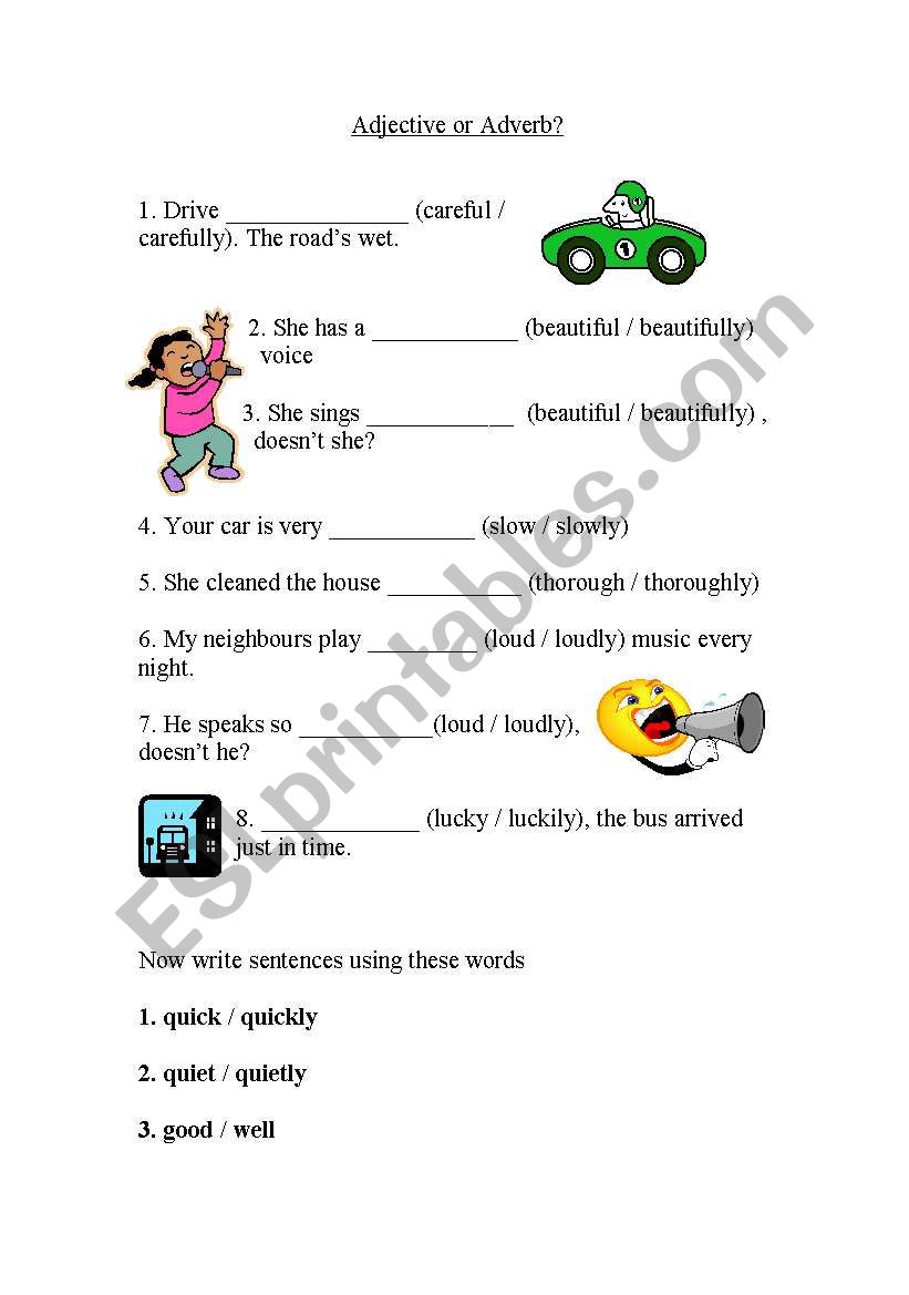 Adjective or Adverb? worksheet