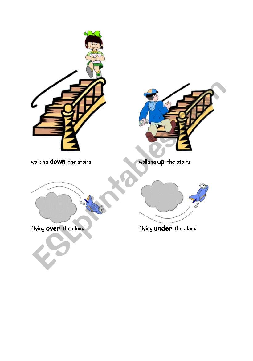 Learn Prepositions - Down, Up, Over, Under