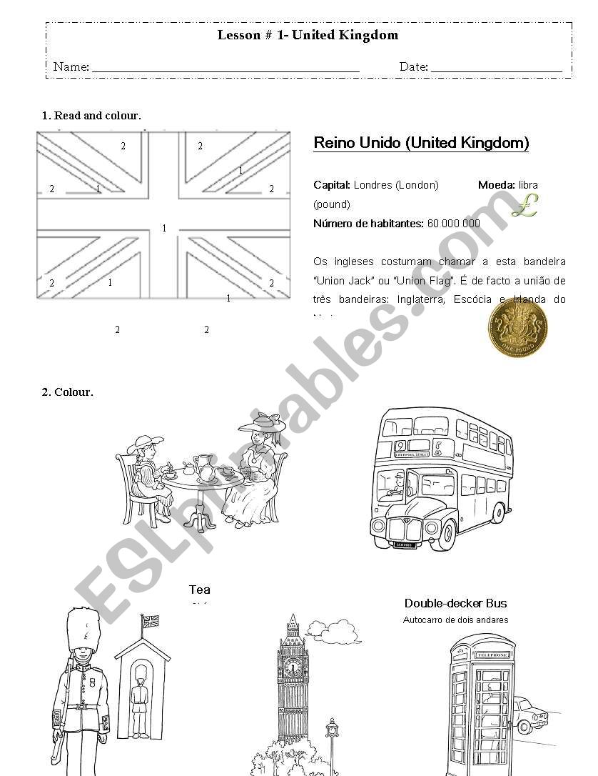 UNITED KINGDOM WORKSHEET FOR PORTUGUESE TEACHERS