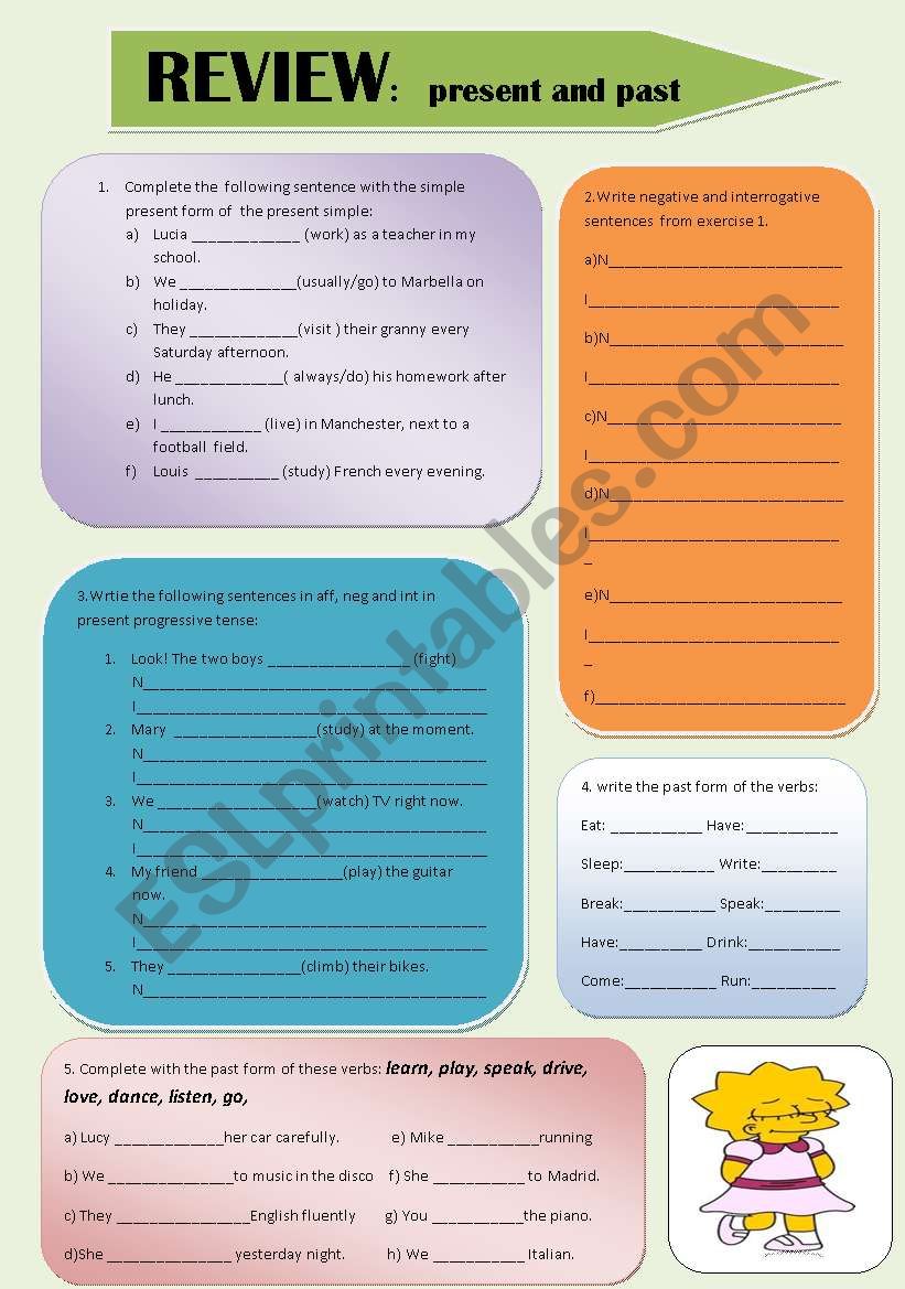 Present simple and continuous and past simple review