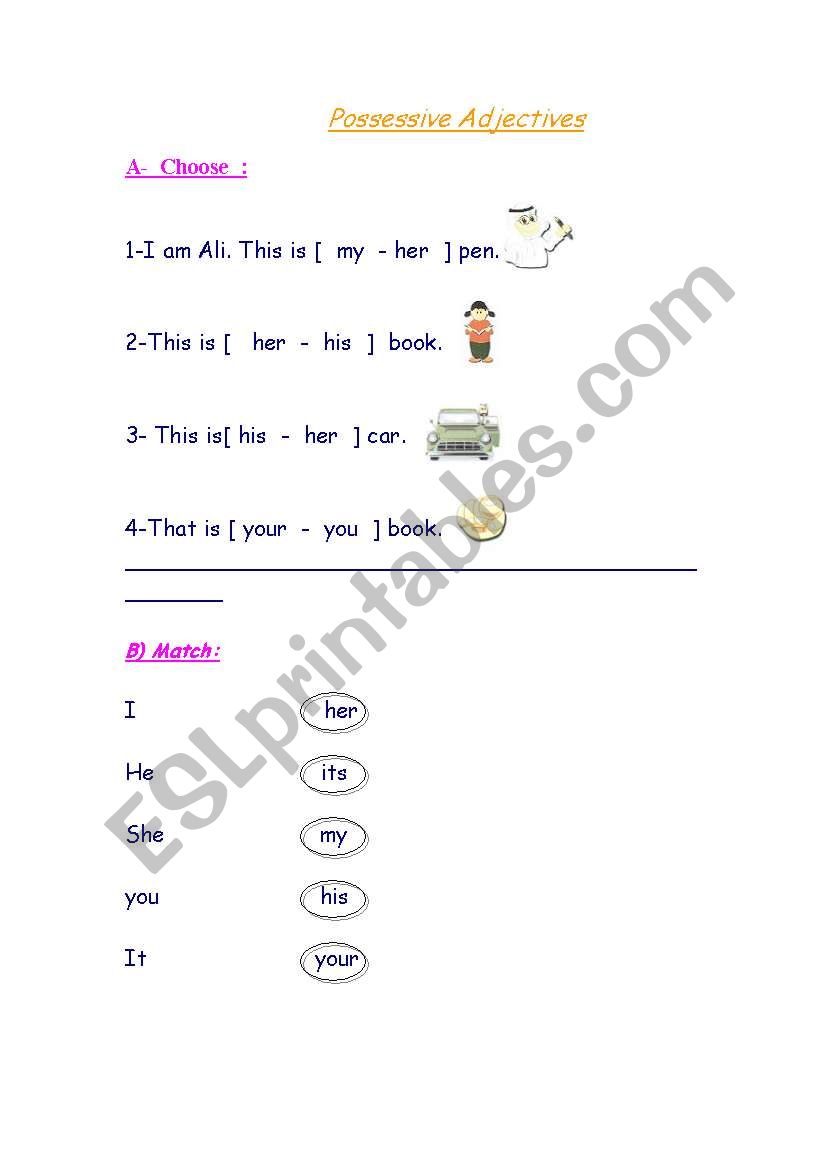 POSSESSIVE ADJECTIVES worksheet