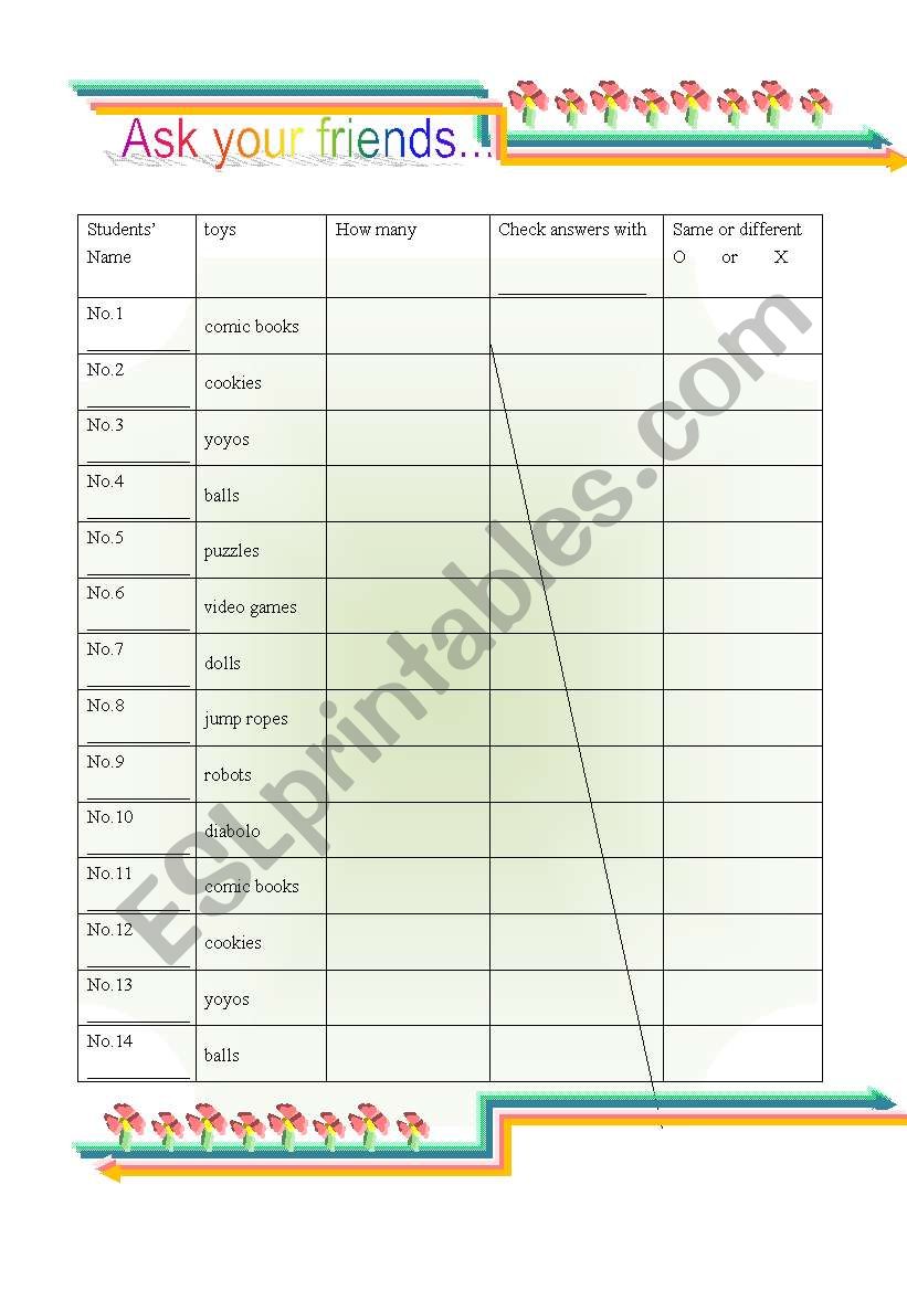 How many toys do you have? worksheet