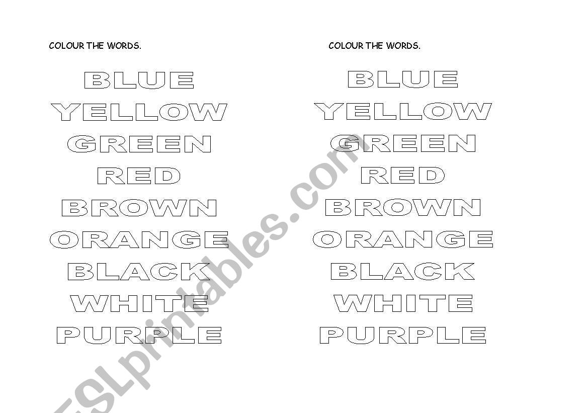 COLOURS worksheet