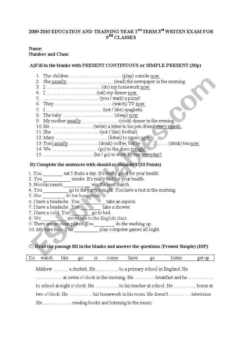 modals and tenses worksheet