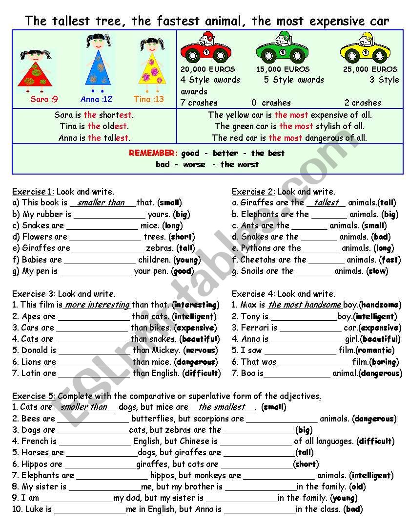 Superlatives and Comparison Revision