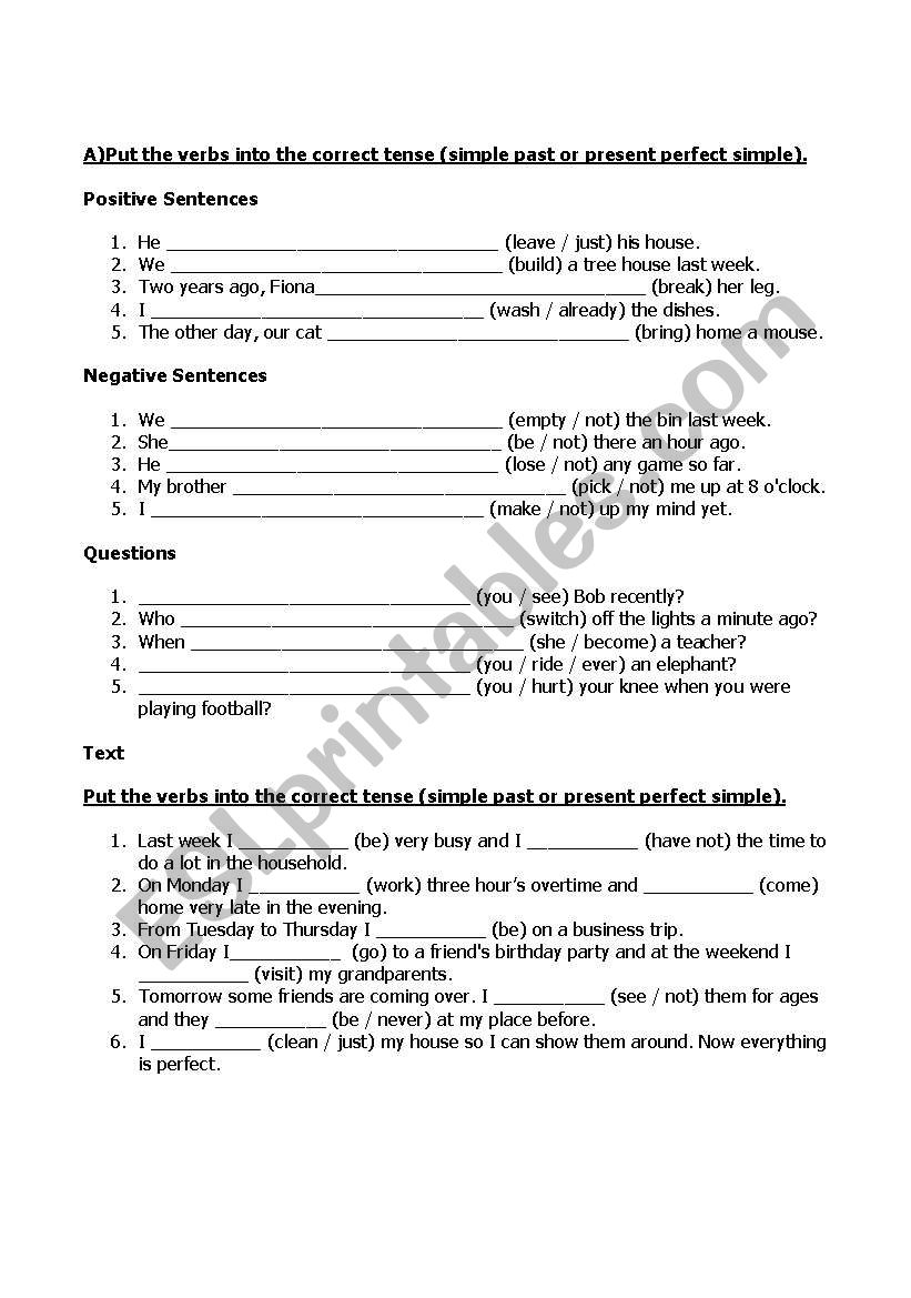 revision on tenses, relatives and numbers