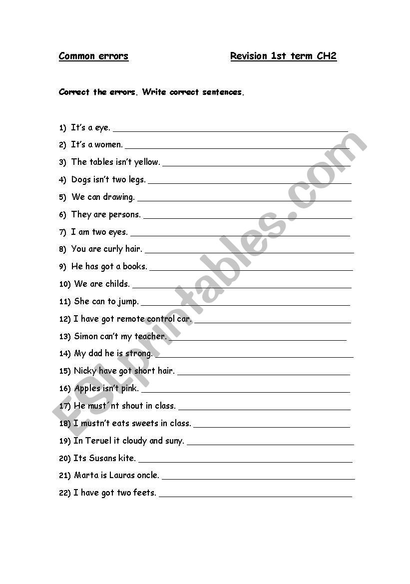 CORRECT  THE  MISTAKES worksheet