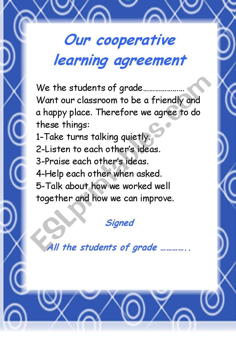our cooperative learning agreement