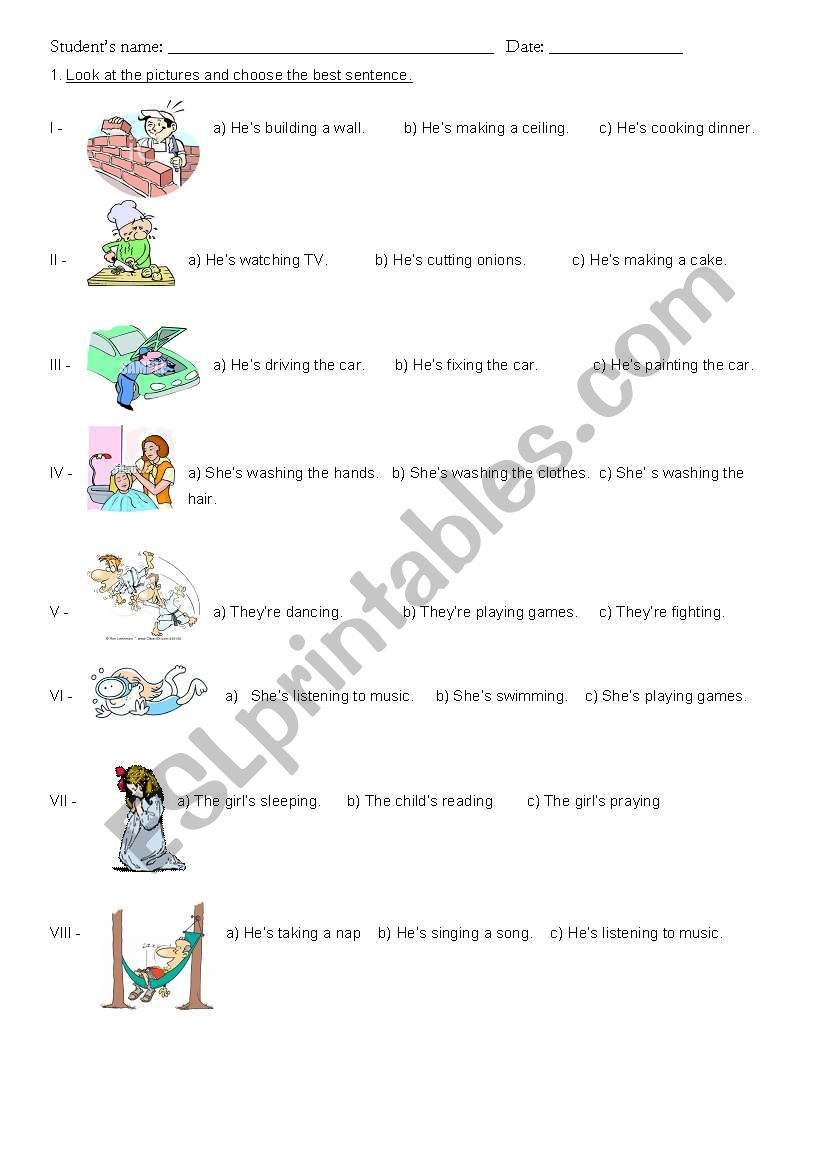 Present continuous worksheet