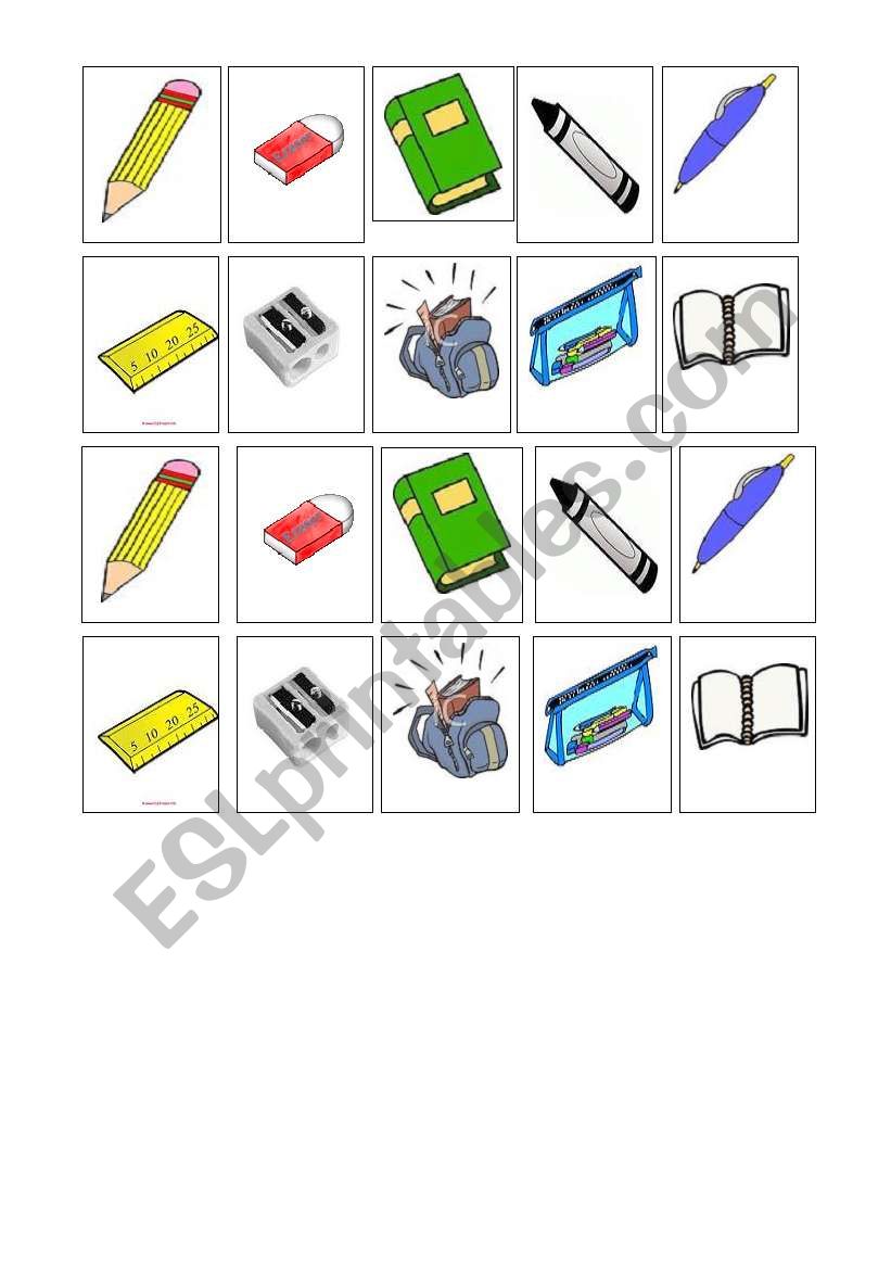 Memory game worksheet