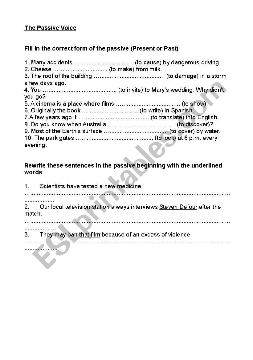 Passive voice worksheet