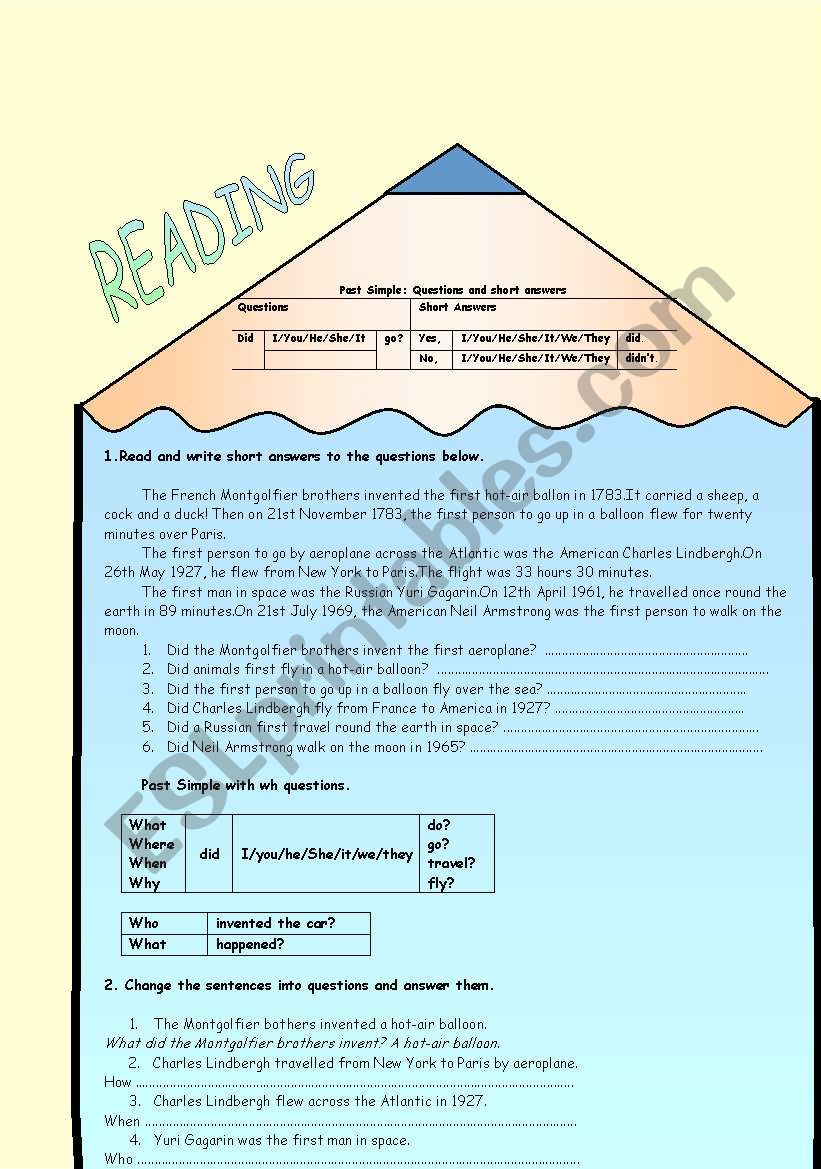 Reading text worksheet