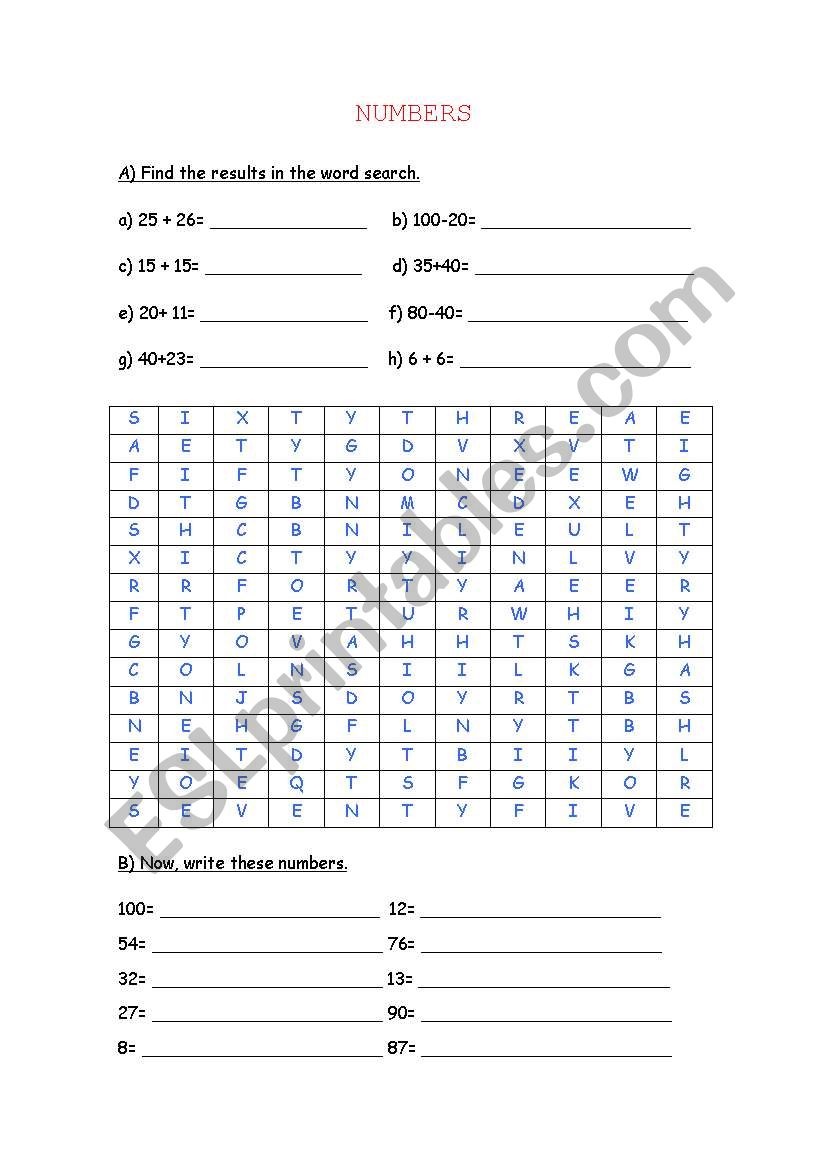 numbers 1 to 100 worksheet
