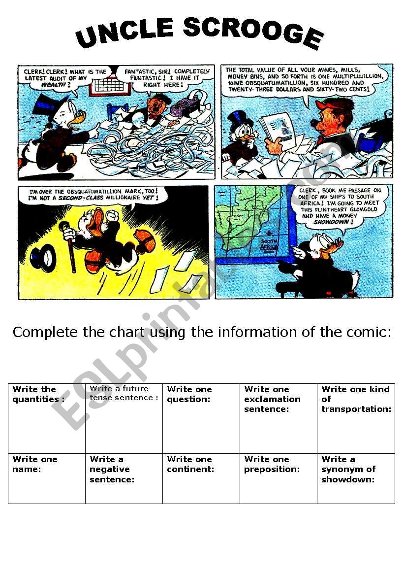 A GREAT COMIC worksheet