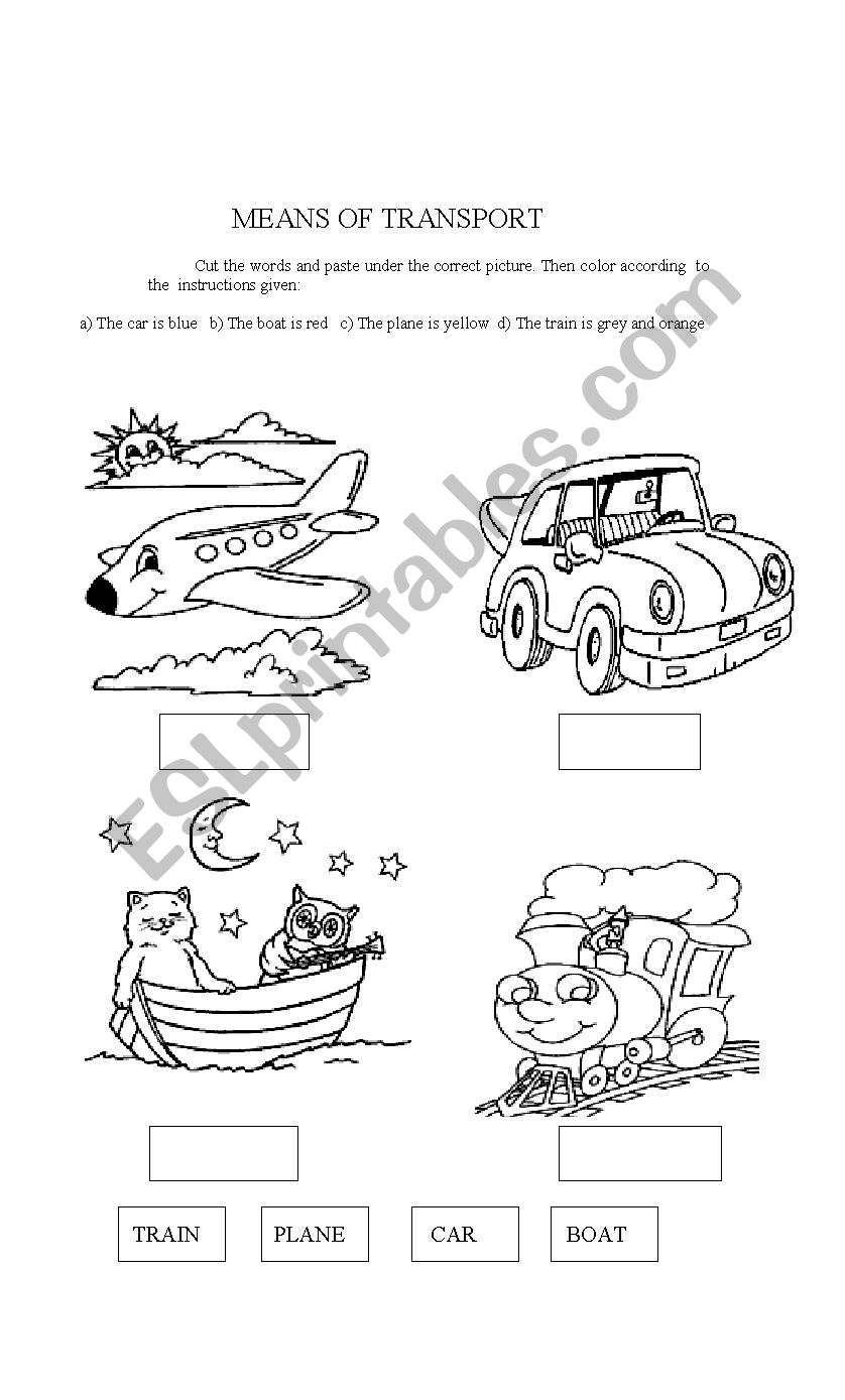 MEANS OF TRANSPORT worksheet