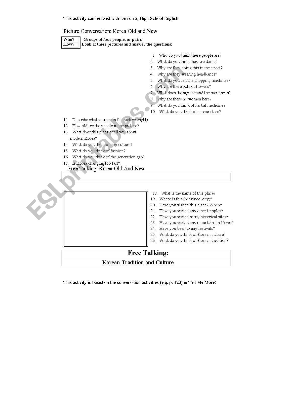 speaking activity worksheet