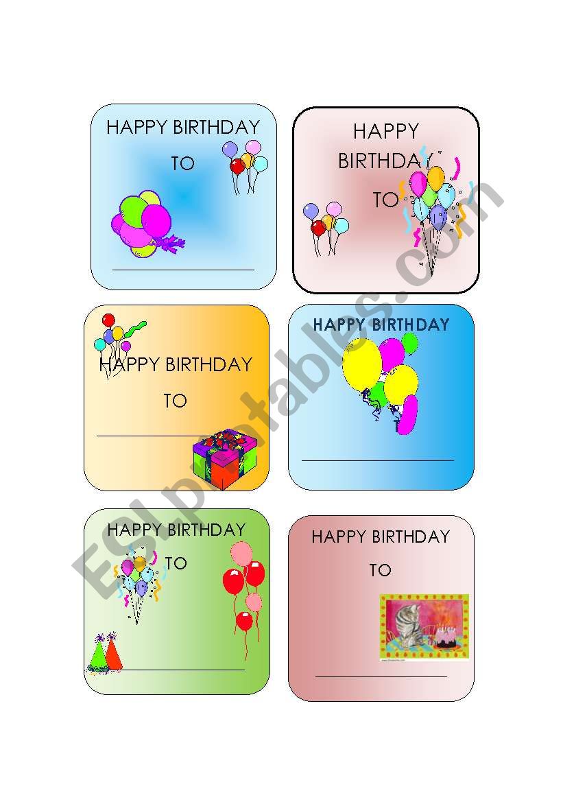 Happy Birthday worksheet