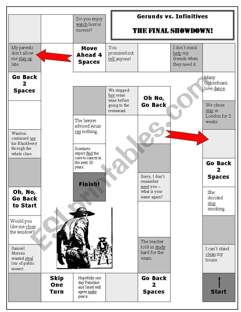 Gerunds vs. Infinitives board game