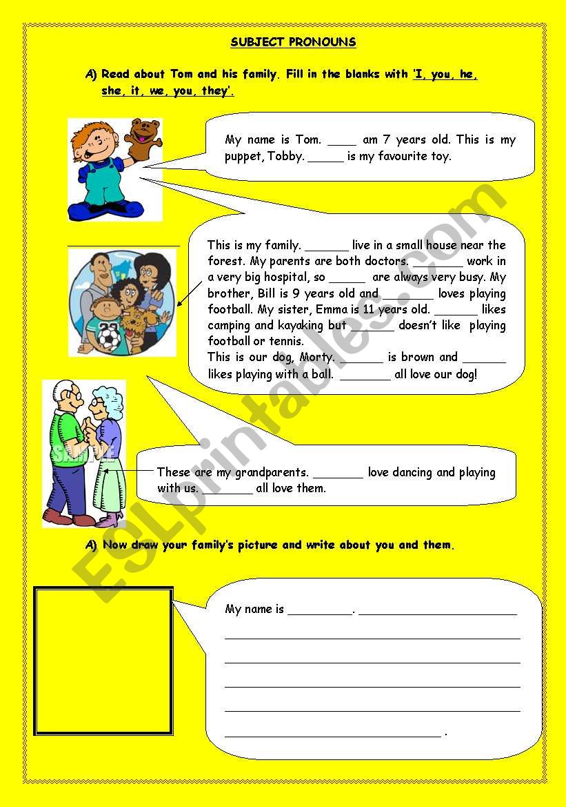 SUBJECT PRONOUNS worksheet