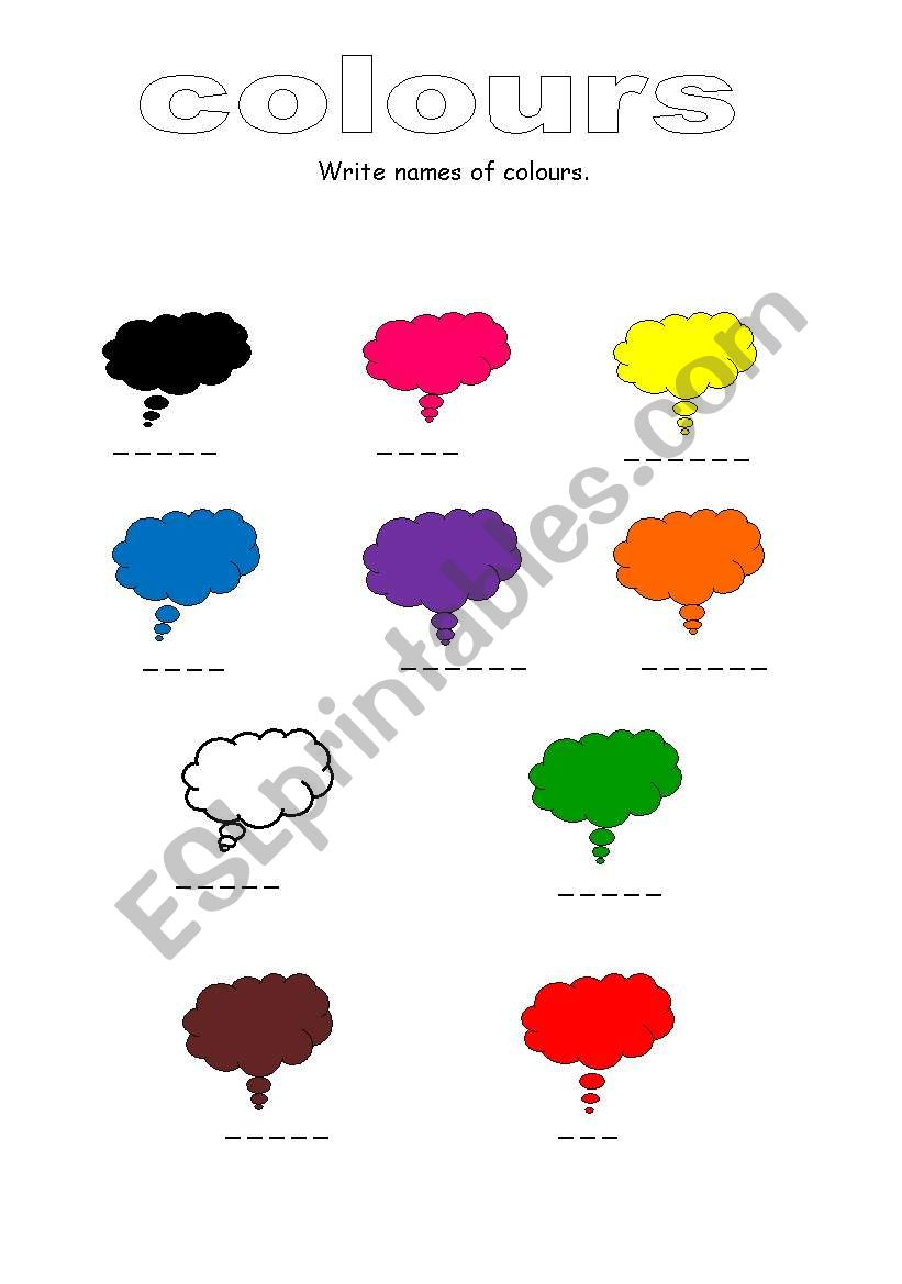 colours worksheet