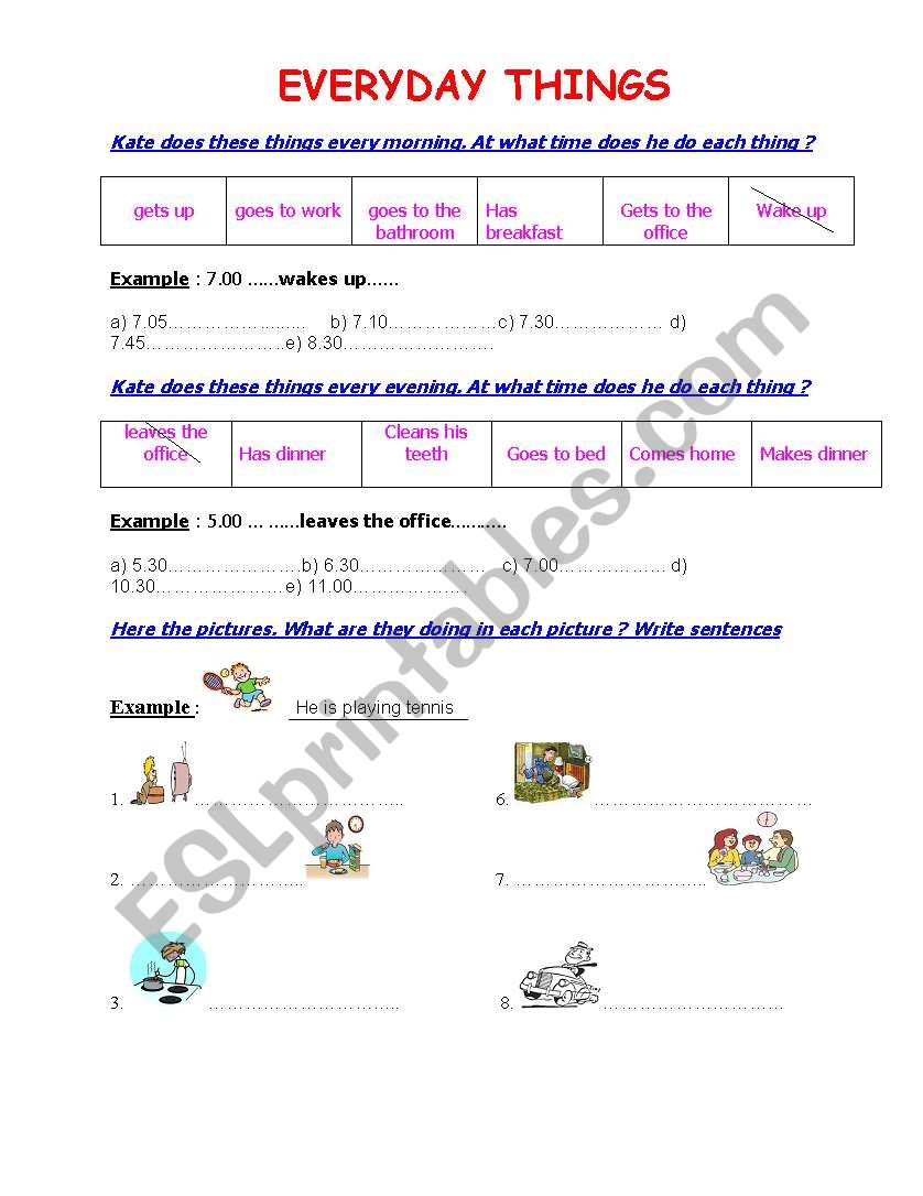 Everyday things worksheet