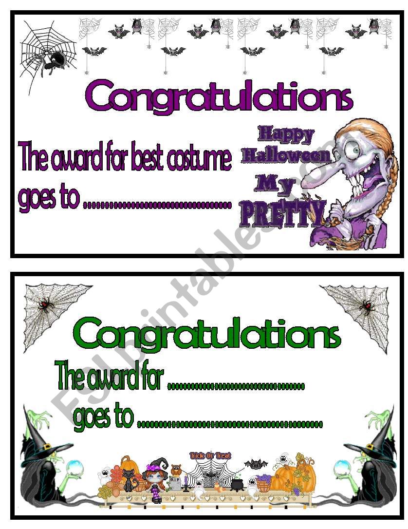 Halloween congratulations certificates