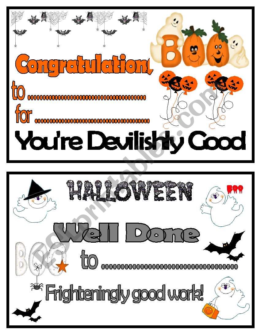 Halloween congratulations certificates II