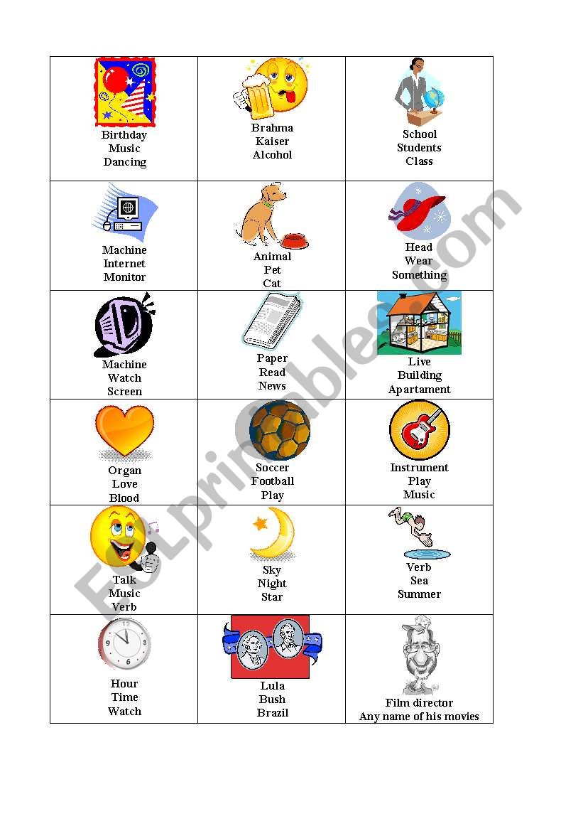 Guess the words worksheet