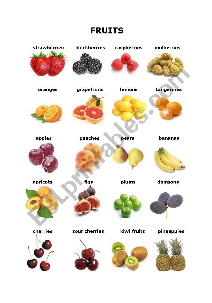 Fruits worksheet