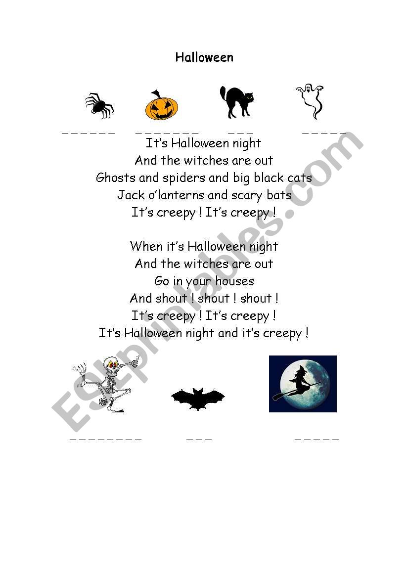 HALLOWEEN POEM worksheet