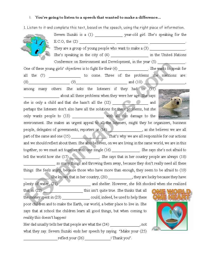 Severn SuzukiÂ´ s Speech on the Environment