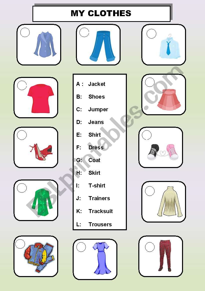 Clothes worksheet