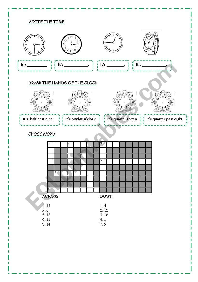 Telling the time worksheet