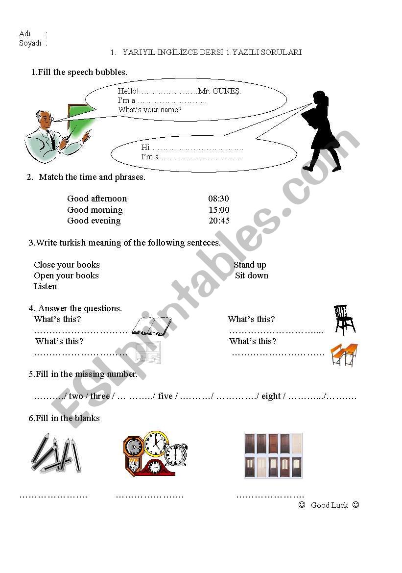 greeting worksheet