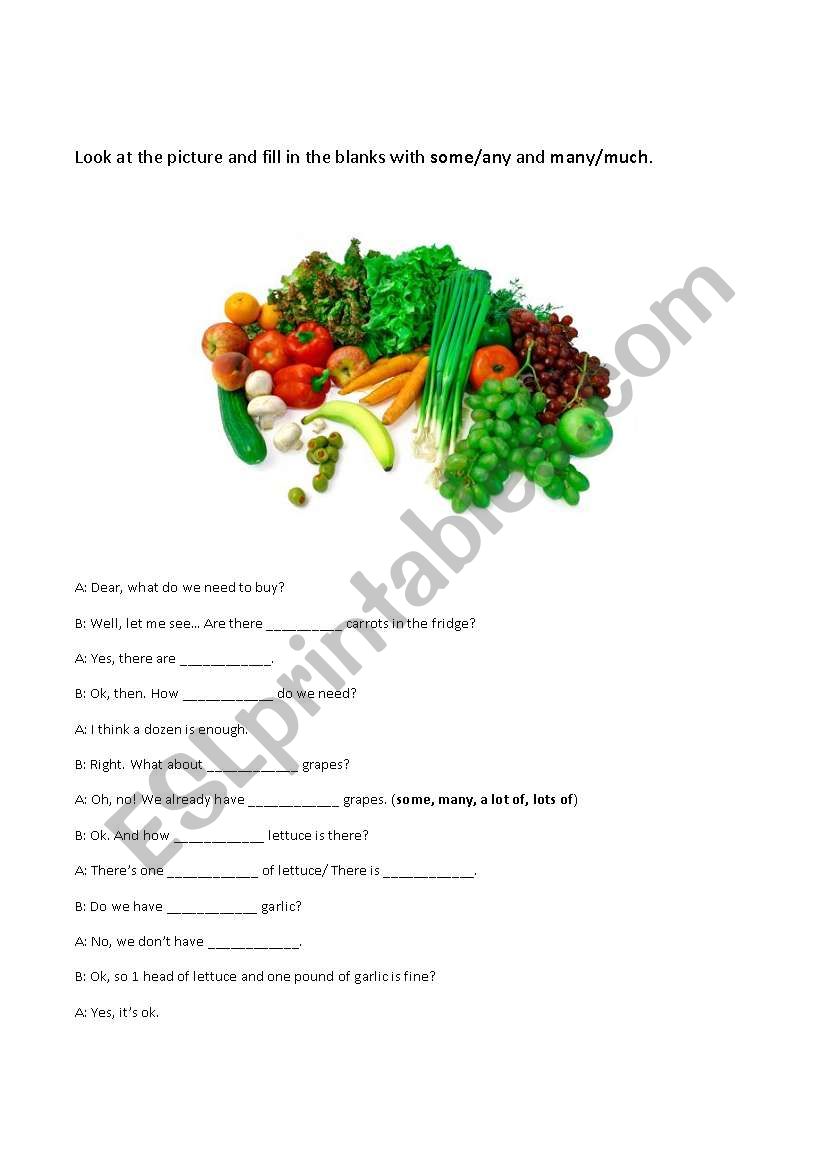 How many/much and some/any worksheet How many/much and some/any worksheet