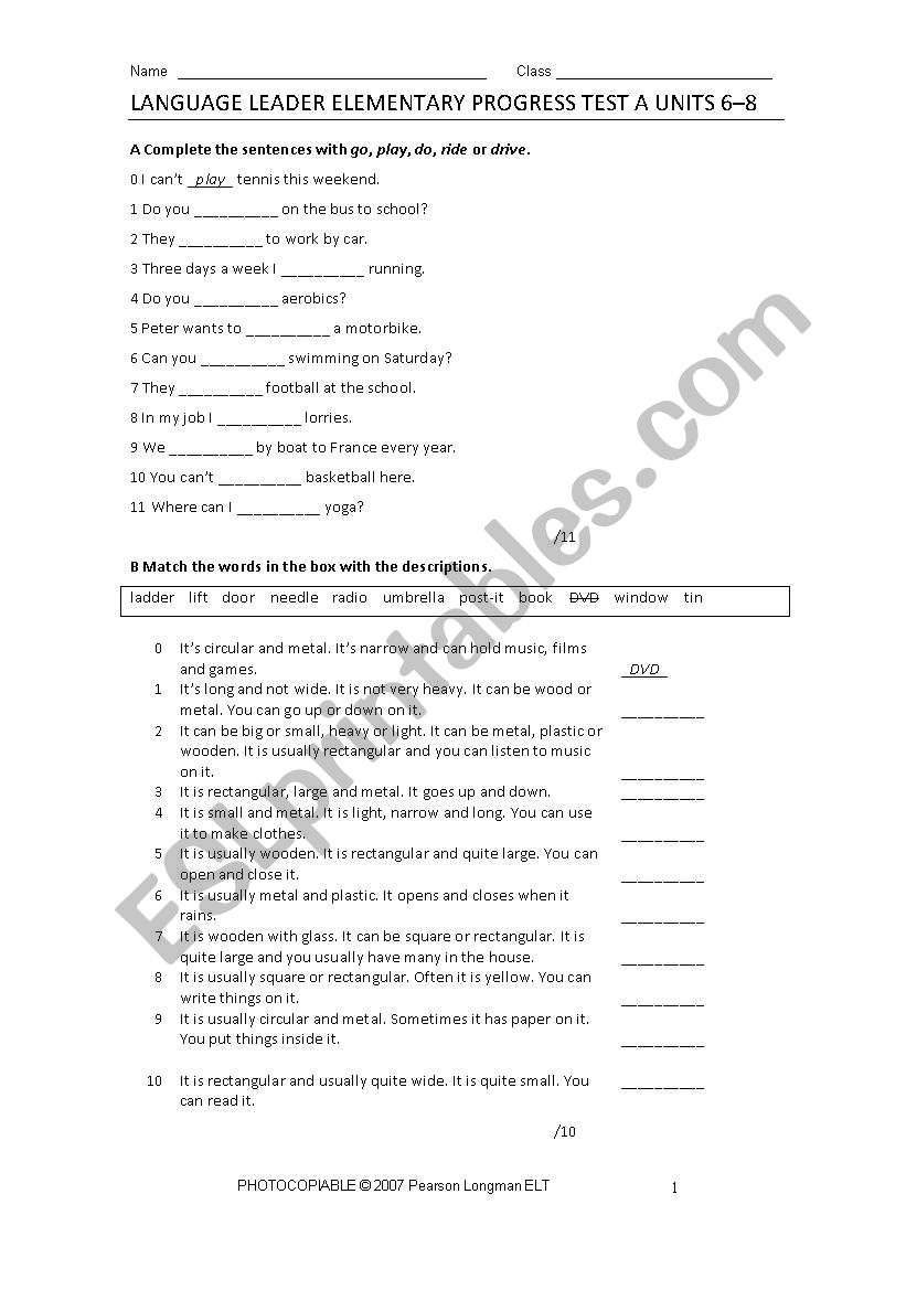 Language Leader Exam worksheet