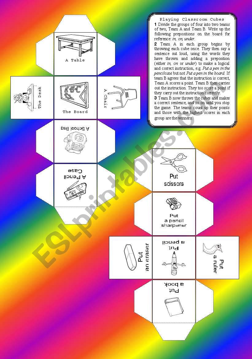 Classroom Cube worksheet