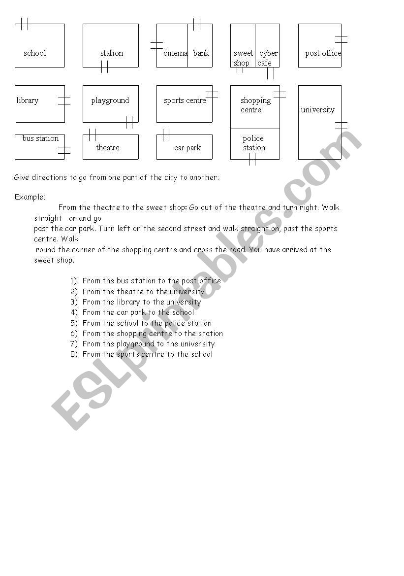 Giving directions worksheet