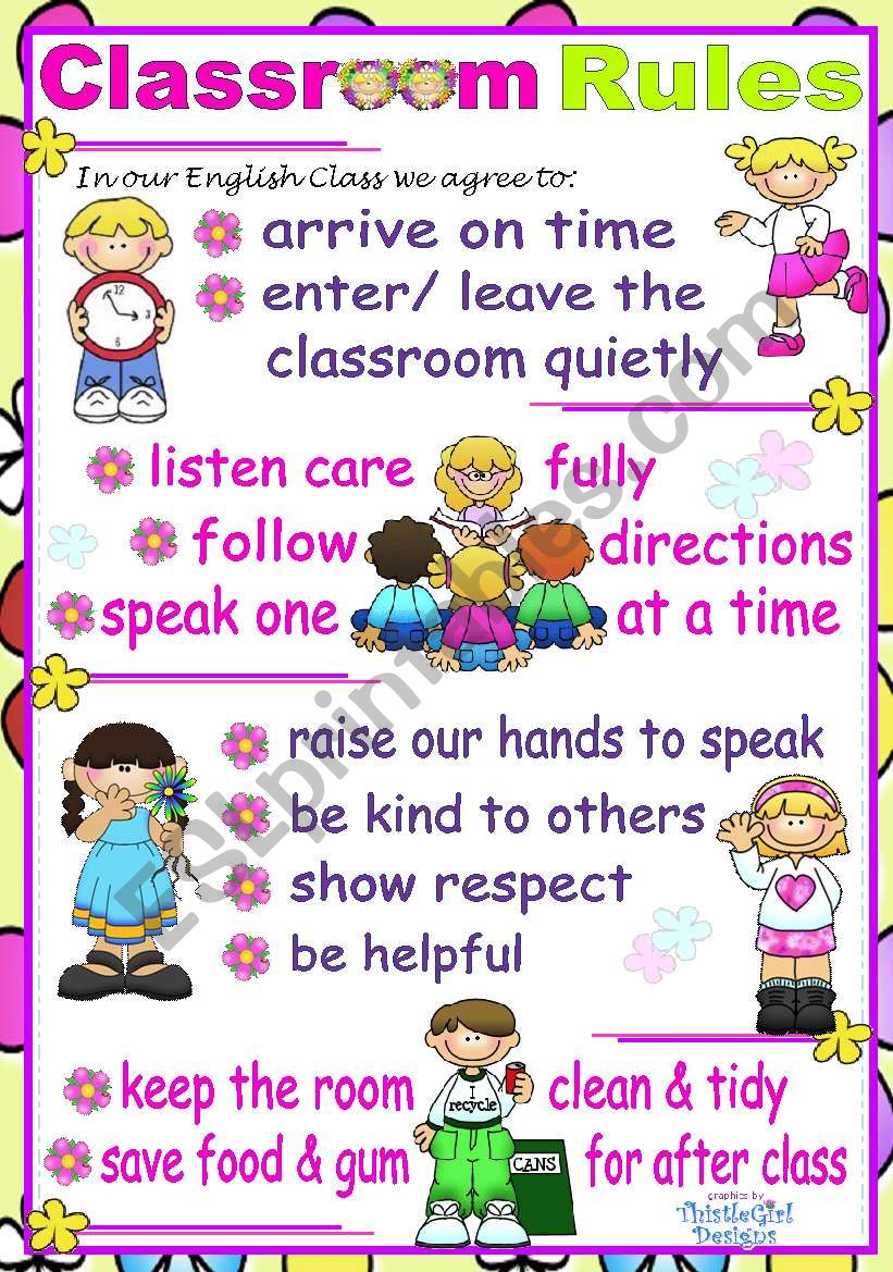 classroom-rules-poster-esl-worksheet-by-mena22